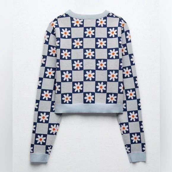 Zara Floral Jacquard Knit Cardigan S - Picture 6 of 6